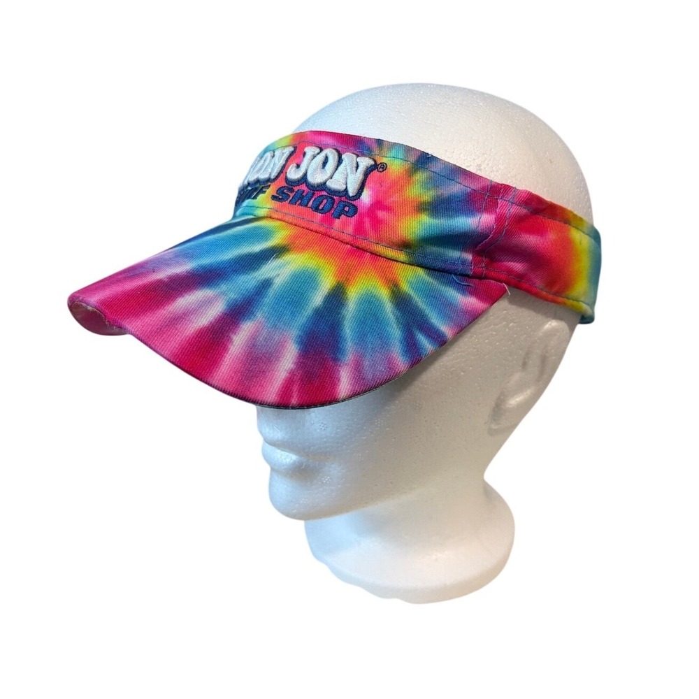 Ron Jon Surf Shop Tie Dye Sun Visor Rainbow Embroidered Logo Adjustable Hat